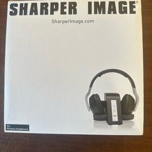 Sharper Image Black Wireless TV Headphones with Charging Base
